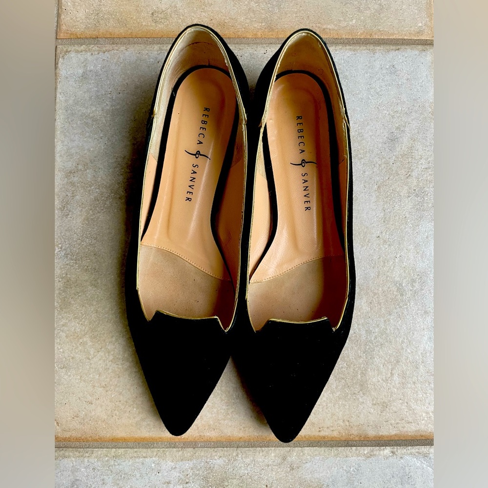 Rebeca Sanver Flats leather and suede shoes Black 8